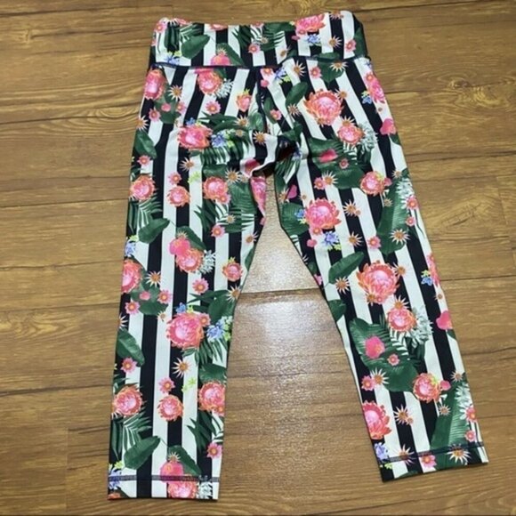 Lululemon Wunder Under Crop Palm Play Floral Stripe Leggings‎ Size 6 - Picture 2 of 11